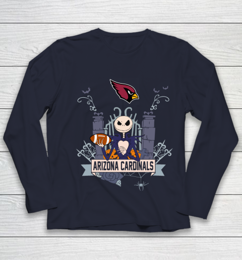 NFL Arizona Cardinals Football Jack Skellington Halloween Youth Long Sleeve 2