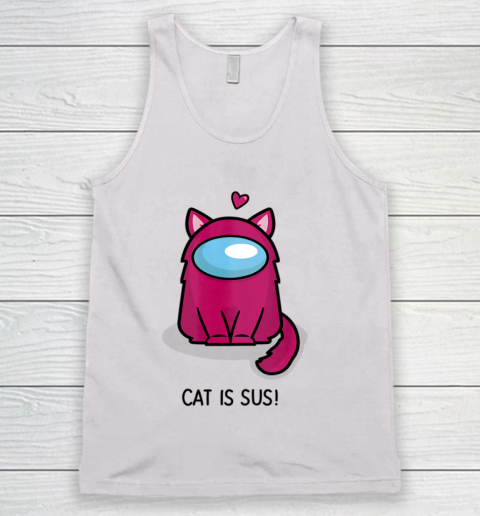 Among Us Game Shirt Cute Cat Astronaut Among me or us Nerdy Girl Gamer Tank Top