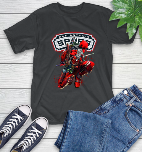 NBA Deadpool Marvel Comics Sports Basketball San Antonio Spurs T-Shirt 2