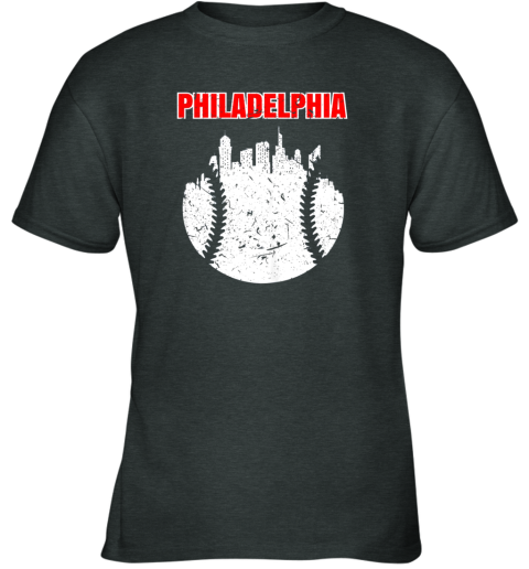 gxll vintage philadelphia cityscape baseball retro youth t shirt 26 front dark heather
