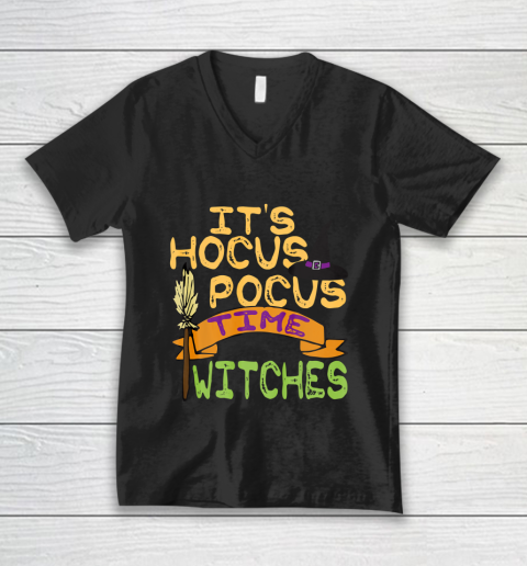 It s Hocus Pocus Time Witches T Shirt Funny Halloween V-Neck T-Shirt
