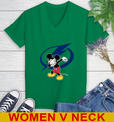 Tampa Bay Lightning NHL Hockey Dabbing Mickey Disney Sports Women's V-Neck T-Shirt 6