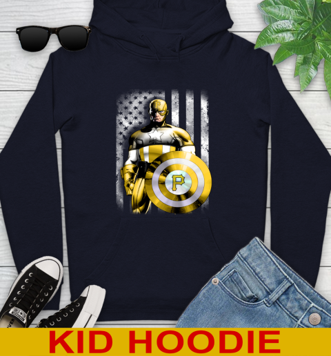 Pittsburgh Pirates MLB Baseball Captain America Marvel Avengers American Flag Shirt Youth Hoodie 3