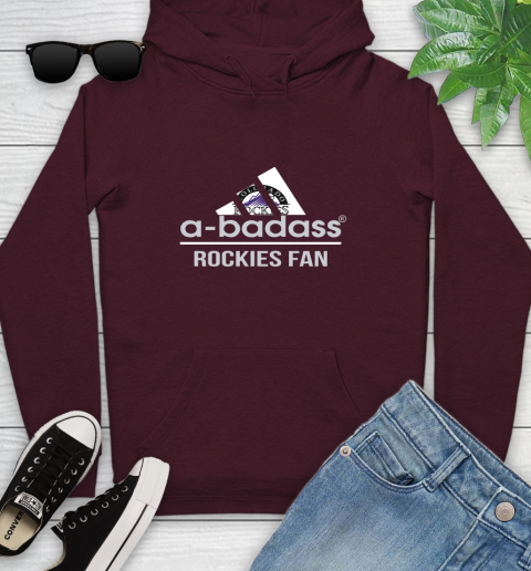 MLB A Badass Colorado Rockies Fan Adidas Baseball Sports Youth Hoodie 7