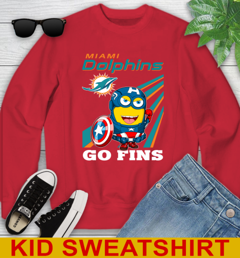NFL Football Miami Dolphins Captain America Marvel Avengers Minion Shirt Youth Sweatshirt 8 NFL Football Miami Dolphins Captain America Marvel Avengers Minion Shirt Youth Sweatshirt - Image 8