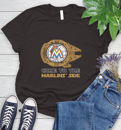 MLB Come To The Miami Marlins Side Star Wars Baseball Sports Women's T-Shirt 11