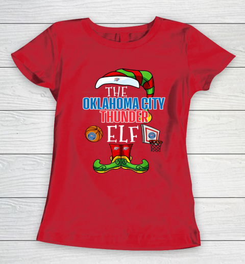 Oklahoma City Thunder Christmas ELF Funny NBA Women's T-Shirt 9