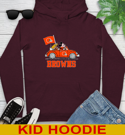 NFL Football Cleveland Browns Pluto Mickey Driving Disney Shirt Youth Hoodie 7