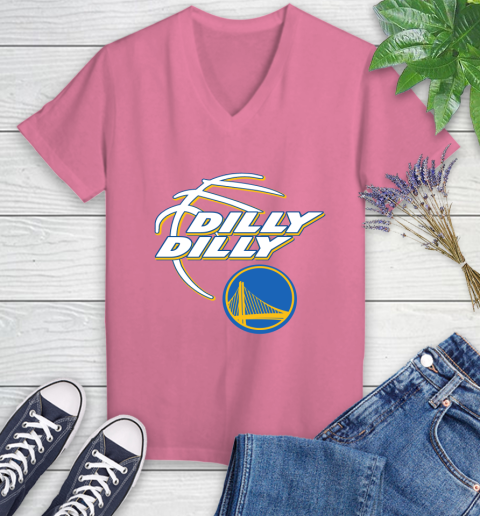 NBA Golden State Warriors Dilly Dilly Basketball Sports Women's V-Neck T-Shirt 13