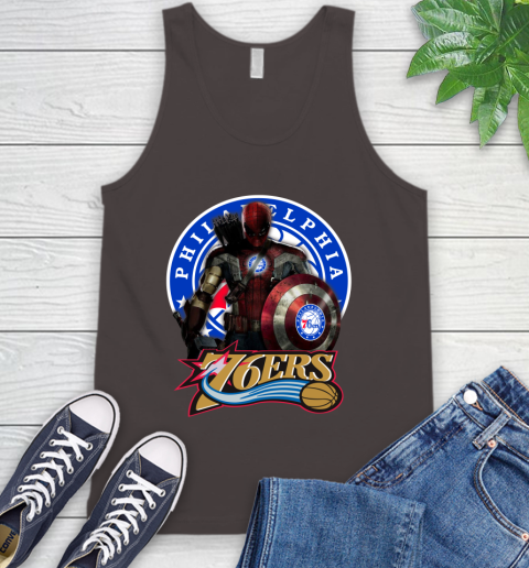 Philadelphia 76ers NBA Basketball Captain America Thor Spider Man Hawkeye Avengers (1) Tank Top 7