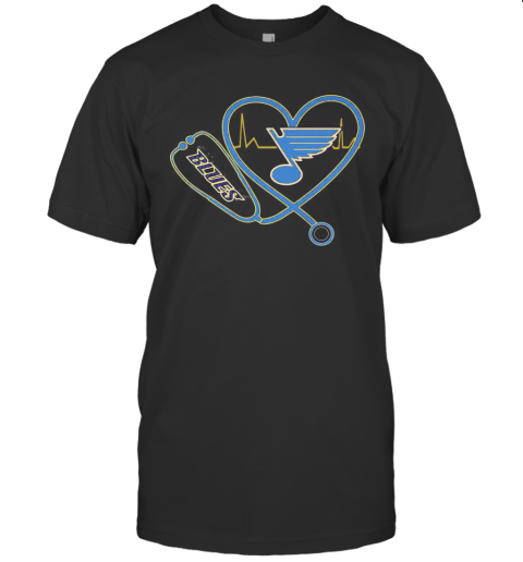 Nurse St. Louis Blues Stethoscope Heart Heartbeat T-Shirt