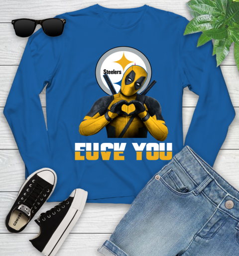 NHL Pittsburgh Steelers Deadpool Love You Fuck You Football Sports Youth Long Sleeve 10