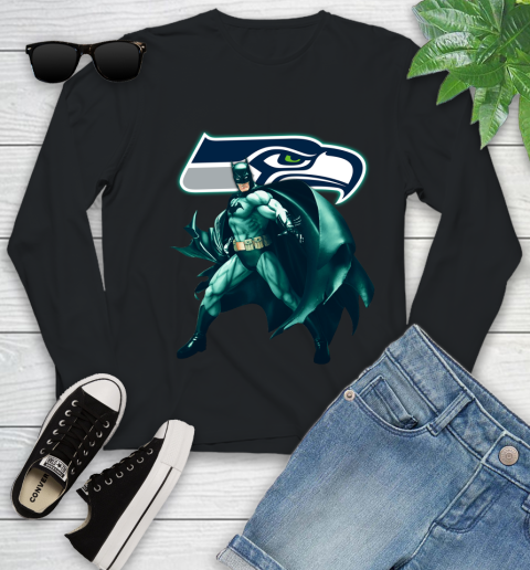 NFL Batman Football Sports Seattle Seahawks Youth Long Sleeve 2