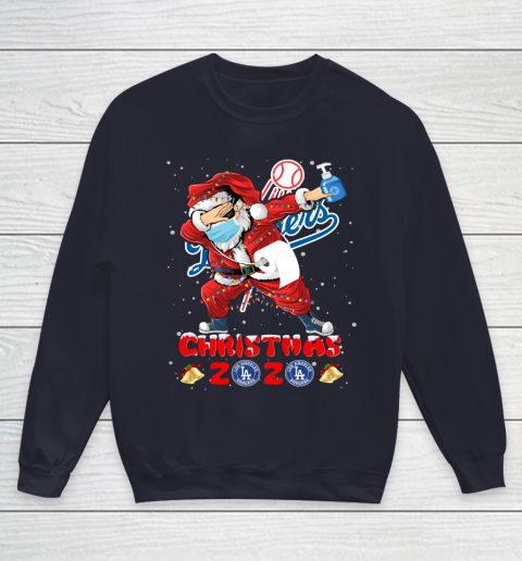 Los Angeles Dodgers Funny Santa Claus Dabbing Christmas 2020 MLB Youth Sweatshirt 2