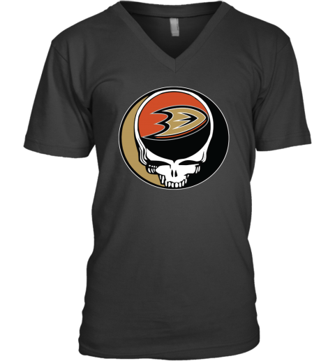 Anaheim Ducks Grateful Dead Steal Your Face Hockey Nhl Shirts Men V-Neck T-Shirt