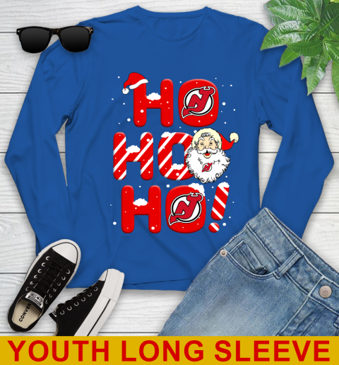New Jersey Devils NHL Hockey Ho Ho Ho Santa Claus Merry Christmas Shirt Youth Long Sleeve 10