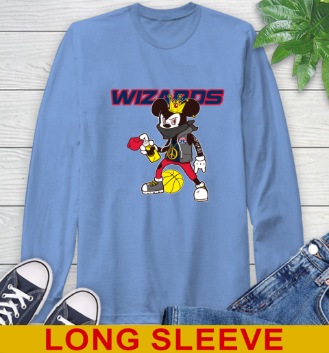 Washington Wizards NBA Basketball Mickey Peace Sign Sports Long Sleeve T-Shirt 11