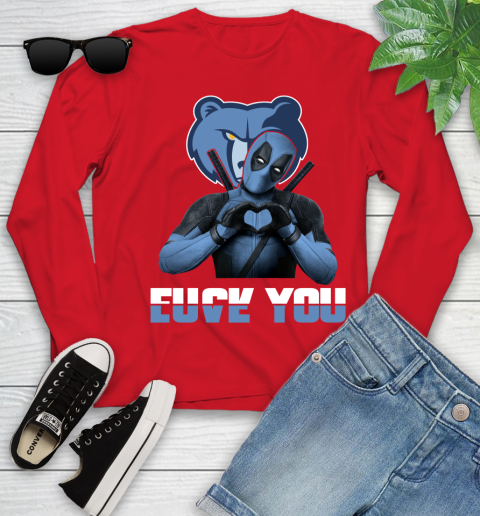 NBA Memphis Grizzlies Deadpool Love You Fuck You Basketball Sports Youth Long Sleeve 11