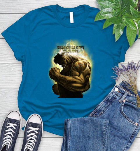 Oklahoma City Thunder NBA Basketball Hulk Marvel Avengers Sports Women's T-Shirt 10