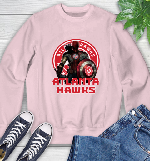 Atlanta Hawks NBA Basketball Captain America Thor Spider Man Hawkeye Avengers Sweatshirt 9
