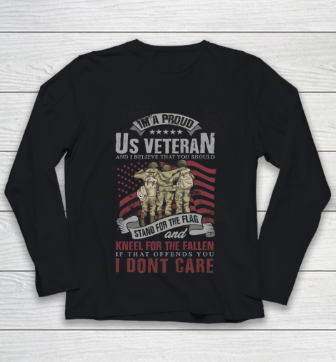 Veteran Shirt U.S Veterans with U.S Flag Youth Long Sleeve