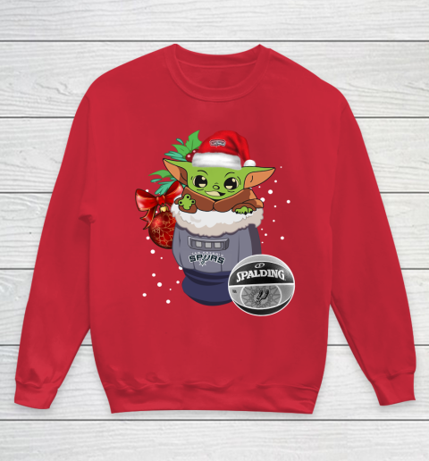 San Antonio Spurs Christmas Baby Yoda Star Wars Funny Happy NBA Youth Sweatshirt 9