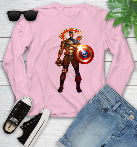 NFL Captain America Marvel Avengers Endgame Football Sports Chicago Bears Youth Long Sleeve 10