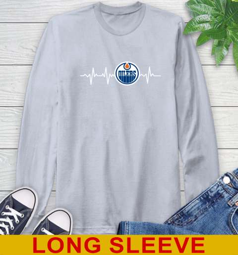Edmonton Oilers NHL Hockey Heart Beat Shirt Long Sleeve T-Shirt 6