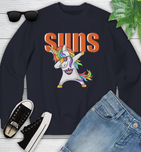 Phoenix Suns NBA Basketball Funny Unicorn Dabbing Sports Youth Sweatshirt 3