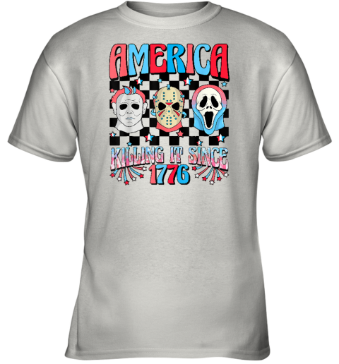 Funny America Killing IT Since 1776 Horror 4th Of July USA Youth T-Shirt