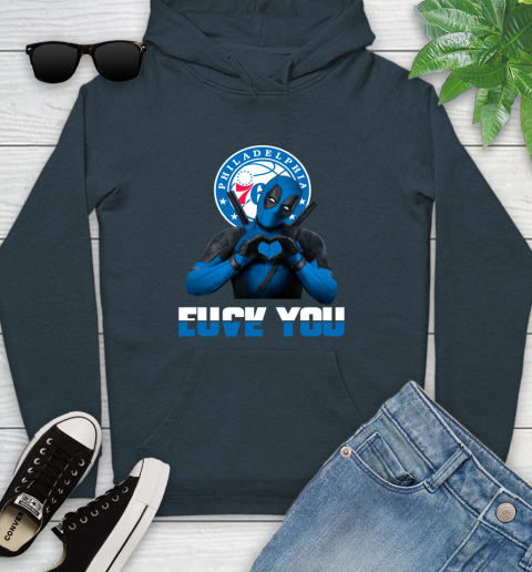 NBA Philadelphia 76ers Deadpool Love You Fuck You Basketball Sports Youth Hoodie 10