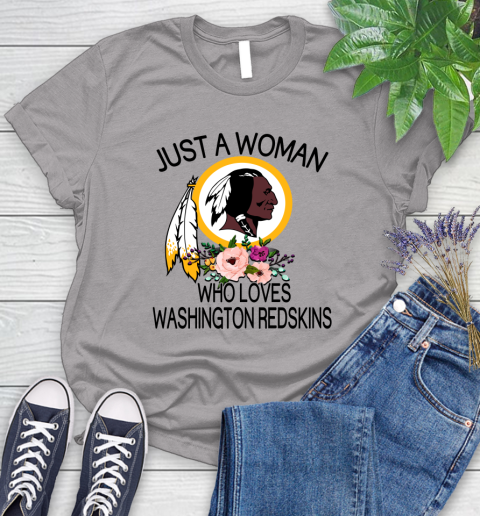 NFL Just A Woman Who Loves Washington Redskins Football Sports Women's T-Shirt 3