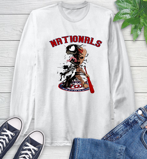 MLB Washington Nationals Baseball Venom Groot Guardians Of The Galaxy Long Sleeve T-Shirt