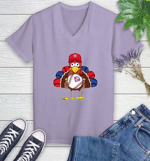Philadelphia Phillies Turkey thanksgiving Women's V-Neck T-Shirt 14