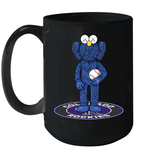 MLB Baseball Colorado Rockies Kaws Bff Blue Figure Shirt Ceramic Mug 15oz 2