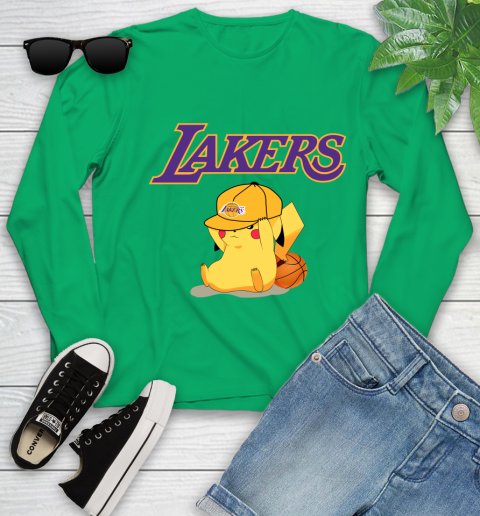 NBA Pikachu Basketball Sports Los Angeles Lakers Youth Long Sleeve 6