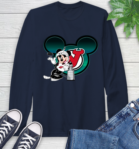 NHL New Jersey Devils Stanley Cup Mickey Mouse Disney Hockey T Shirt Long Sleeve T-Shirt - Image 5