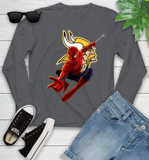 NFL Spider Man Avengers Endgame Football Minnesota Vikings Youth Long Sleeve 8