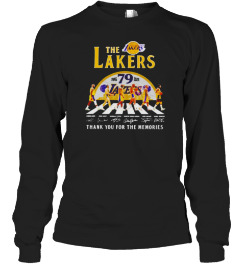 Los Angeles Lakers Abbey Road 79th Anniversary 1946 2025 Thank You For The Memories Signature Long Sleeve T-Shirt