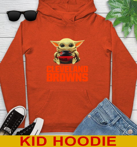 NFL Football Cleveland Browns Baby Yoda Star Wars Shirt Youth Hoodie 5