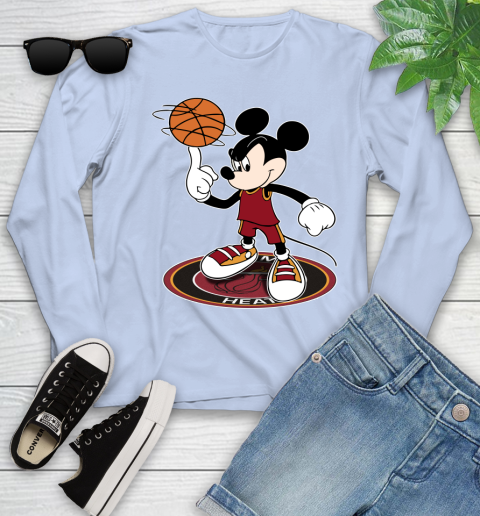 NBA Basketball Miami Heat Cheerful Mickey Disney Shirt Youth Long Sleeve 9