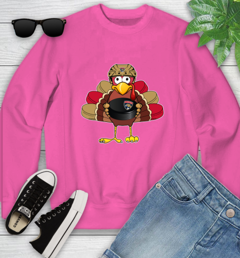 Florida Panthers Turkey Thanksgiving Day Youth Sweatshirt 7