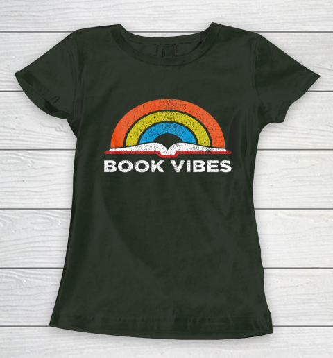 Reading Rainbow t shirt Vintage Retro Book Vibes Rainbow Gift for Reading Lovers Women's T-Shirt 4