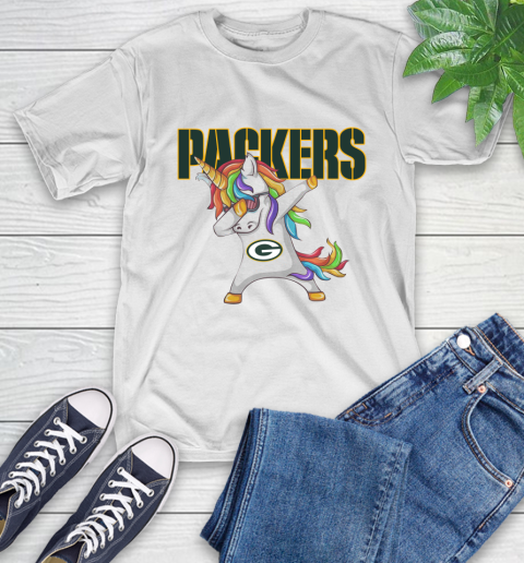 Green Bay Packers NFL Football Funny Unicorn Dabbing Sports T-Shirt