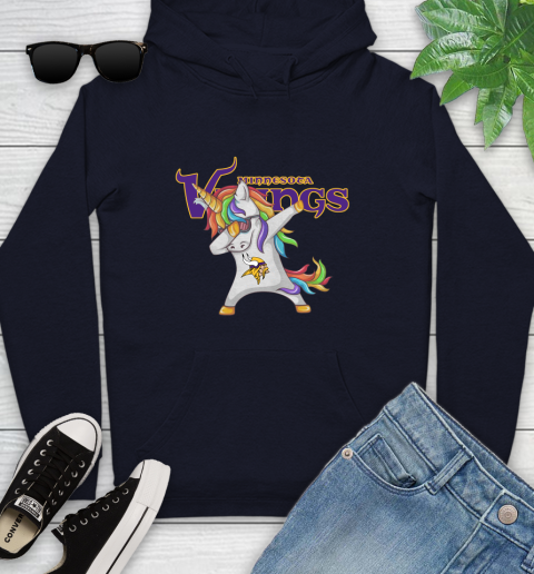 Minnesota Vikings NFL Football Funny Unicorn Dabbing Sports Youth Hoodie 4