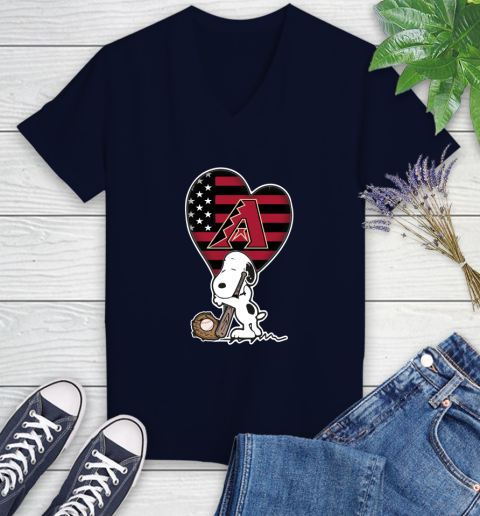 Washington Capitals MLB Baseball The Peanuts Movie Adorable Snoopy Women's V-Neck T-Shirt 3