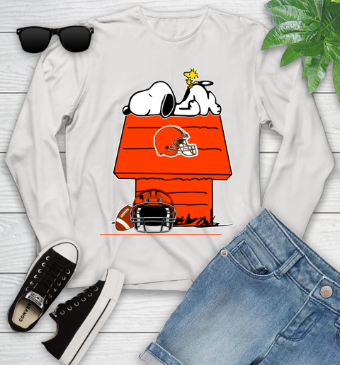 Cleveland Browns NFL Football Snoopy Woodstock The Peanuts Movie Youth Long Sleeve