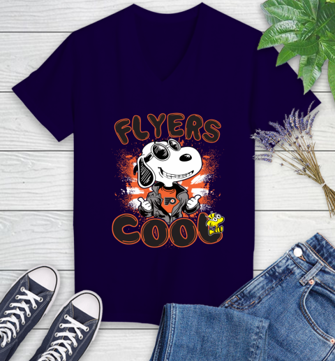 NHL Hockey Philadelphia Flyers Cool Snoopy Shirt Women's V-Neck T-Shirt 3