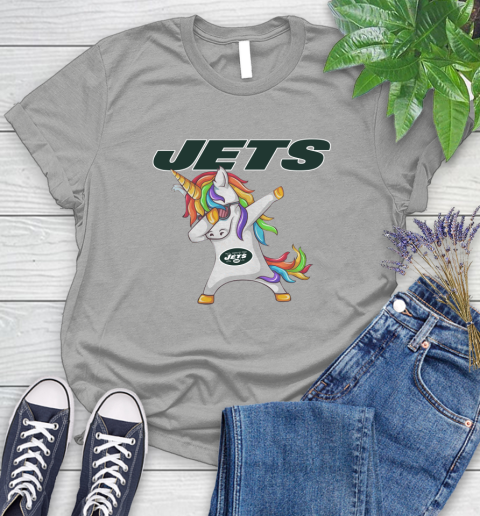 New York Jets NFL Football Funny Unicorn Dabbing Sports Women's T-Shirt 10