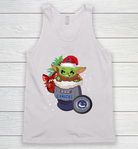 Vancouver Canucks Christmas Baby Yoda Star Wars Funny Happy NHL Tank Top 2